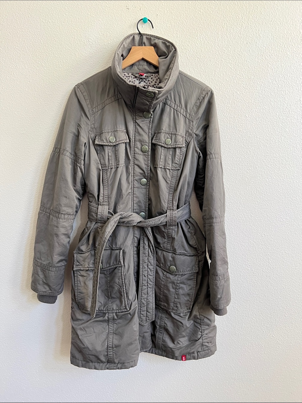 EDC by ESPRIT Utility Belted Parka Jacket Trench-Style Grey Women's L